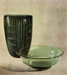 Glass vase and bowl designed by Keith Murray, c1946. Creator: Unknown.