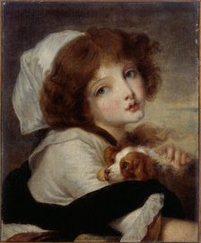 Portrait de fillette au petit chien. Creator: Jean-Baptiste Greuze.