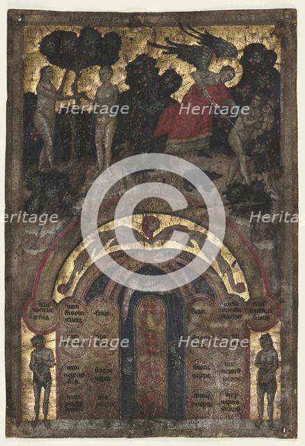 Leaf from a Volume of Johannes Andrea's "Lectura super arboris consanguinitatis..., c. 1331. Creator: Master of the Register of 1328 (Italian).