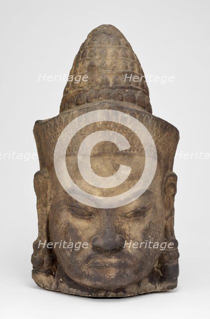 Head of a Male Deity (Deva), Angkor period, late 12th-early 13th century. Creator: Unknown.