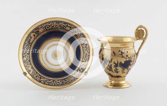 Cup and Saucer, Paris, c. 1820. Creator: Denuelle Porcelain Manufactory.