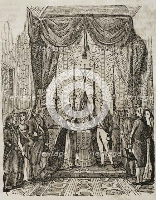 Wedding of Prince Ferdinand to Princess Maria Antonia, on 4 October 1802 in Barcelona, 1851.  Creator: Unknown.