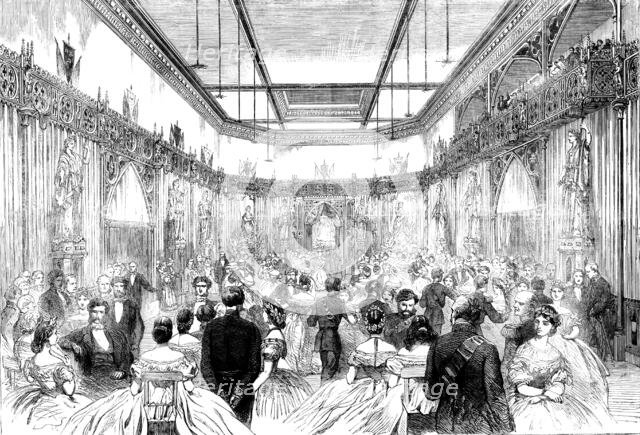 International entertainment at the Guildhall: the ball in the temporary saloon..., 1862. Creator: Unknown.