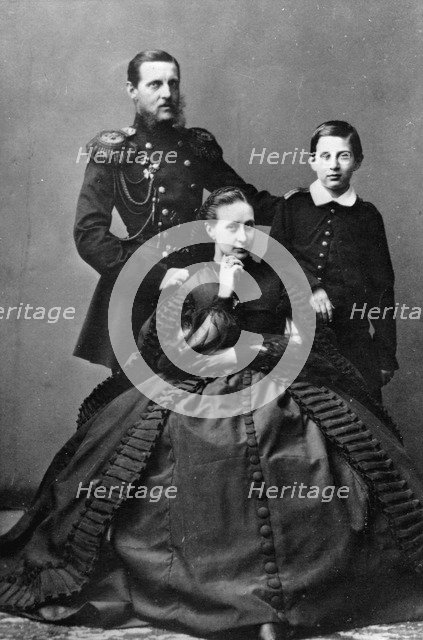Grand Duke Konstantin Nikolayevich of Russia with his wife and one of their sons, 1860. Artist: Unknown