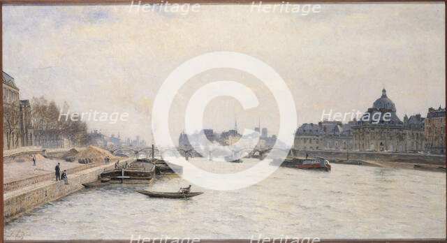 Pont des Arts, view of the Pont Royal, c1884. Creator: Stanislas Lepine.