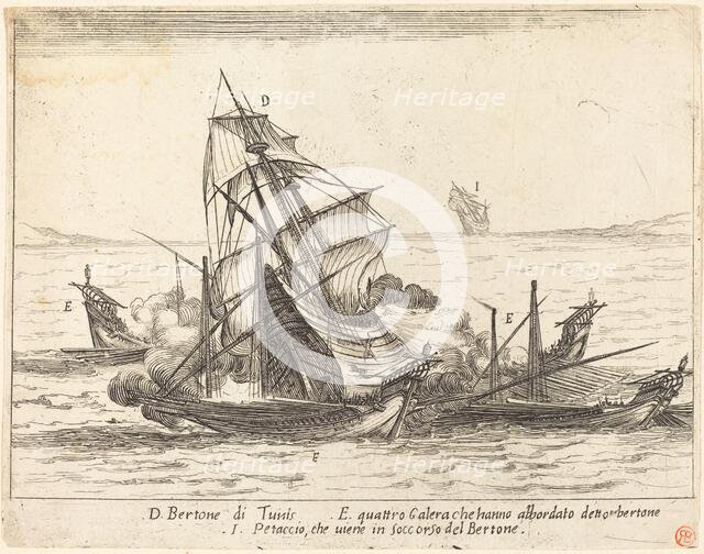 Boarding of the Bertone, 1617. Creator: Jacques Callot.