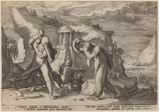Deucalion and Pyrra Repeopling the Earth, 1589. Creator: Goltzius, Workshop of Hendrick, after Hendrick Gol.