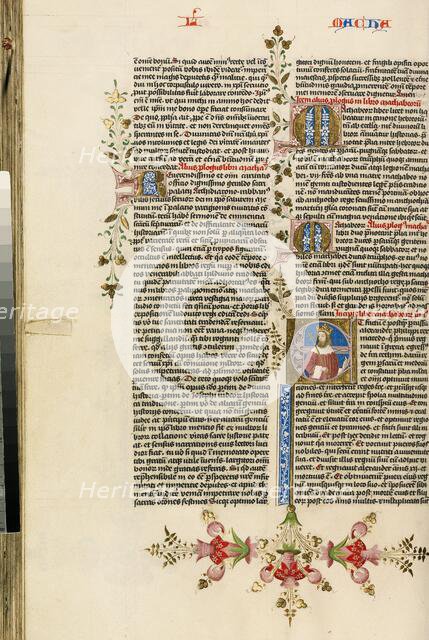 Initial E: A King with a Scepter; Bible, about 1450. Creator: Circle of Stefan Lochner.