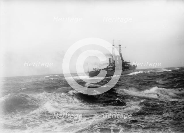 Navy, U.S. Battleships in Storm at Sea, 1913. Creator: Harris & Ewing.