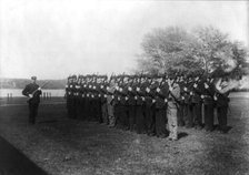 U.S. Naval Academy, Annapolis: the awkward squad, cadets just entering, (1902?). Creator: Frances Benjamin Johnston.