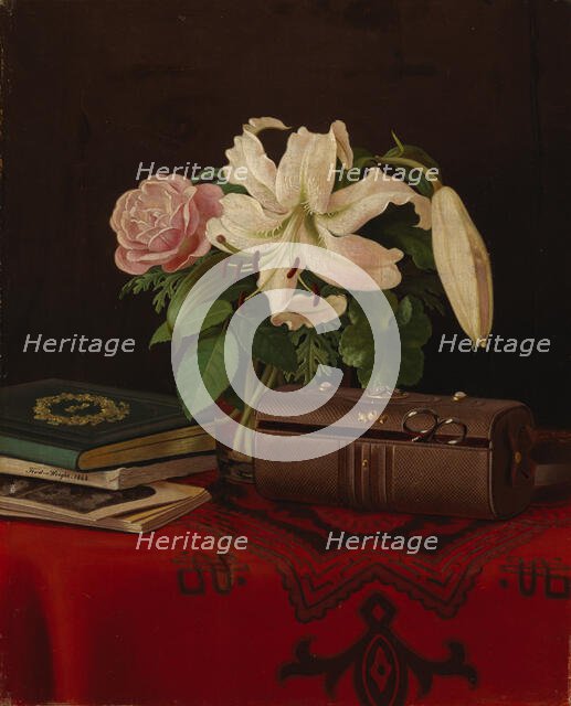 Still Life on a Lady's Worktable, 1868. Creator: Ferdinand von Wright.
