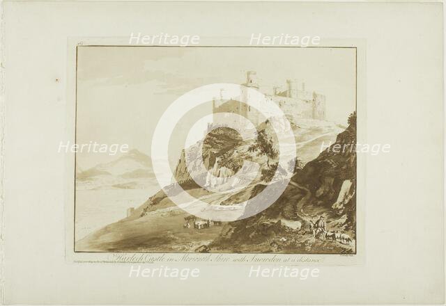 Harlech Castle in Merioneth Shire with Snowdon at a Distance, 1776. Creator: Paul Sandby.