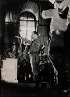 Nazi Deputy Führer Rudolf Hess at a party meeting, Nuremberg, September 1936. Artist: Unknown