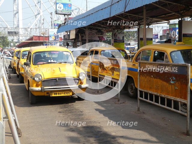 Taxi cabs in Howrah City, West Bengal, India, 2019. Creator: Unknown.