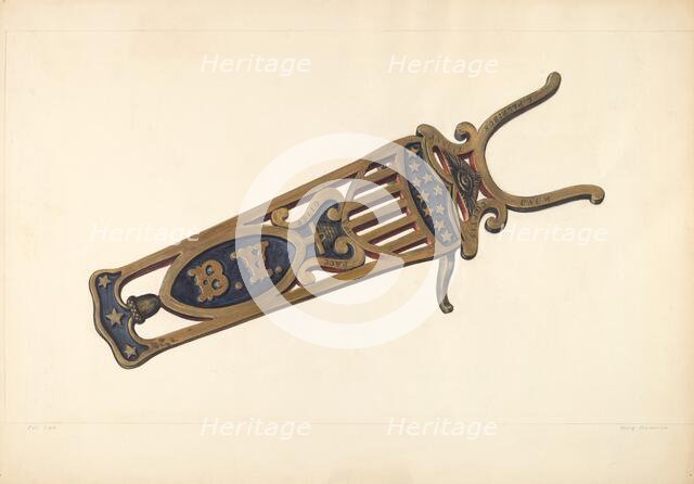 Brass Bootjack, c. 1938. Creator: Henry Rasmusen.