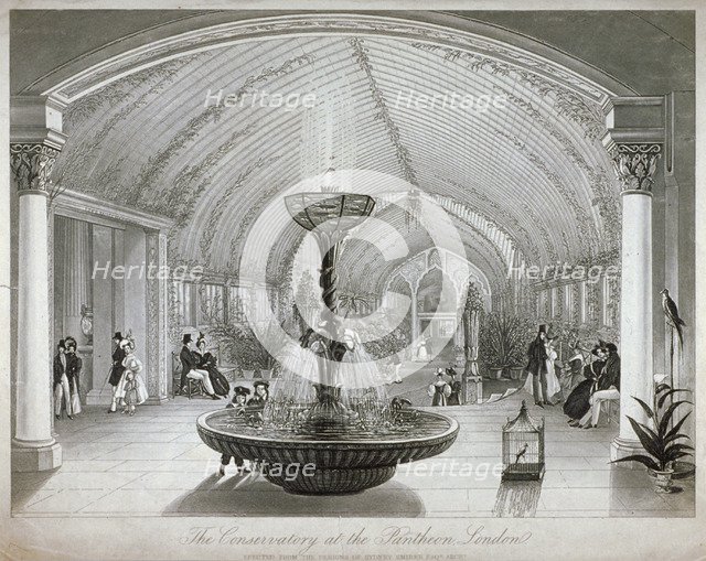 Interior of the conservatory in the Pantheon on Oxford Street, London, c1834. Artist: Anon