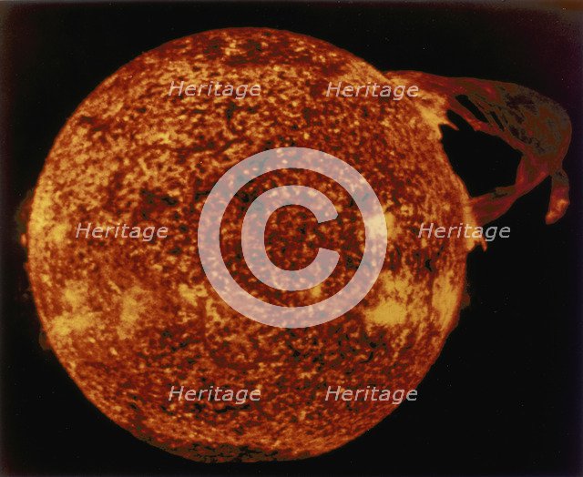 Large solar prominence in extreme ultraviolet light, 1973. Artist: Unknown