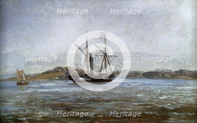 A Steamer near Fredriksvern (Stavern), 1834. Creator: Johan Christian Dahl.