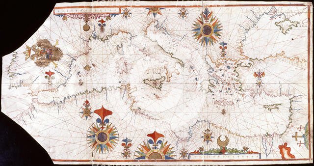 Nautical chart of the Mediterranean Sea, Early16th cen.. Creator: Anonymous master.