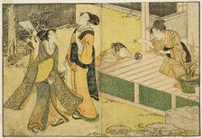 New Year Games of Shuttlecock, Battledore, and Hand Ball, from the illustrated book "Pictu..., 1801. Creator: Kitagawa Utamaro.