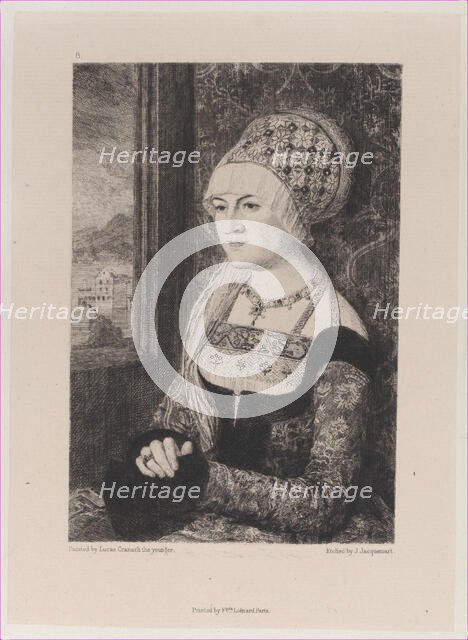 Portrait of a Woman, after Bernhard Strigel, 1871. Creator: Jules-Ferdinand Jacquemart.