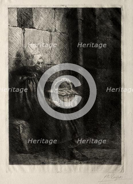 Landscape in the Vicinity of Boulogne, called Woman with a Basket. Creator: Alphonse Legros (French, 1837-1911).