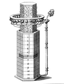 Clepsydra (water clock) indicating hours and chiming, 1617-1619. Artist: Unknown