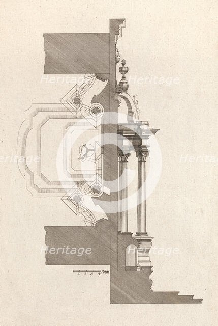 Floorplan and Side View of an Altar, Plate f (2) from 'Unterschiedliche Neu..., Printed ca. 1750-56. Creator: Johann Michael Leüchte.