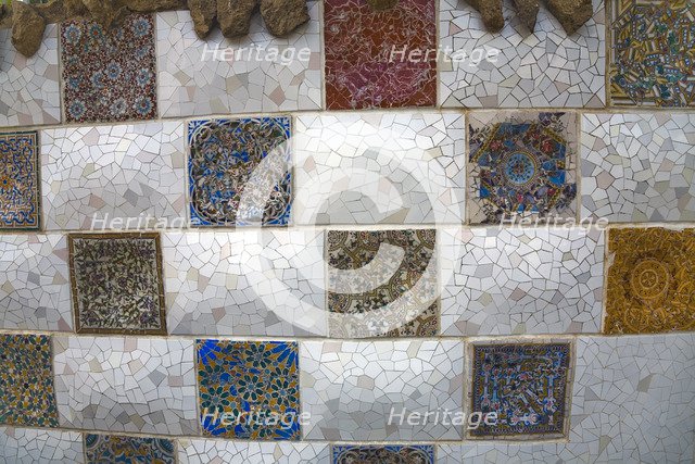 Decoration on the banister of a terrace in Park Guell, Barcelona, Spain, 2007. Artist: Samuel Magal