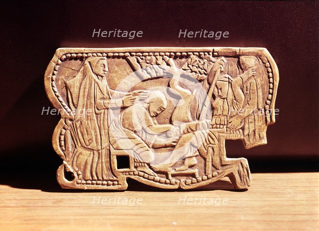 Scene of a childbirth, relief on ivory table.