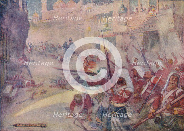 'British Soldiers Were Seen Fighting Their Way Through The Streets', 1908, (c1920).  Artist: Joseph Ratcliffe Skelton.