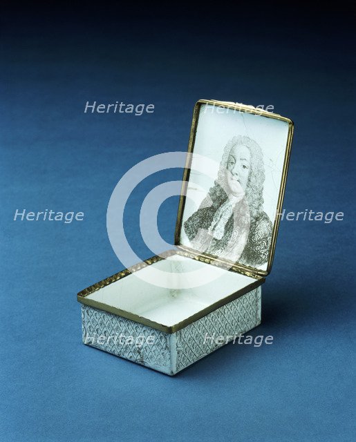 Battersea enamel souvenir box with portrait of Robert Walpole, c1755. Artist: Unknown