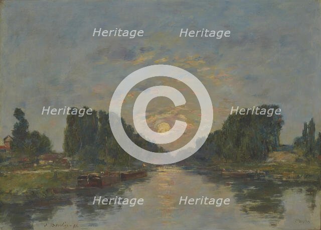 Saint-Valéry-sur-Somme. Moonlight on the canal, 1891. Creator: Boudin, Eugène-Louis (1824-1898).