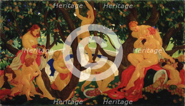 Gathering Apples, 1917. Artist: Yakovlev, Valentin Alexandrovich (1887-1919)