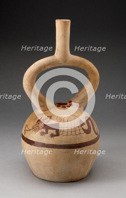 Stirrup Vessel Depicting a Supernatural within a Shell on Shoulder, 100 B.C./A.D. 500. Creator: Unknown.