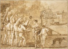 Punchinello's Farewell to Venice, 1798/1802. Creator: Giovanni Battista Tiepolo.