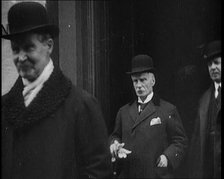 British Member of Parliament Andrew Bonar Law Exiting a Building, 1922. Creator: British Pathe Ltd.