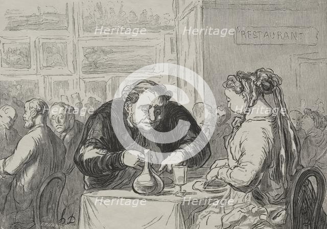 Exposition des beaux-arts: au buffet amour de lart et de la côtelette. Creator: Honoré Daumier (French, 1808-1879).