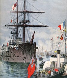 French Flotilla in Portsmouth Harbour,  1891. Artist: F Meaulle