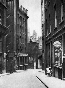 From the Old Bailey looking down the hill of Fleet Lane, London, 1926-1927. Artist: Unknown