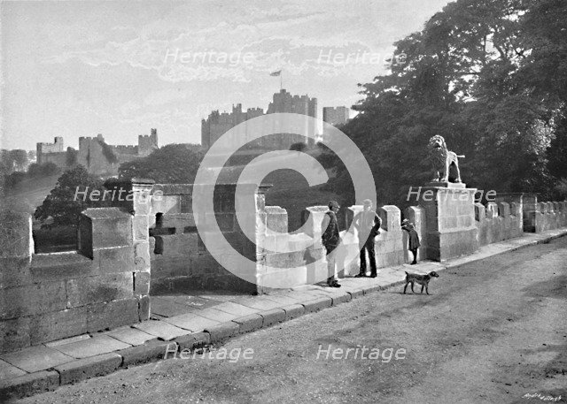 'Alnwick: The Lion Bridge and Castle', c1896. Artist: M Aunty.