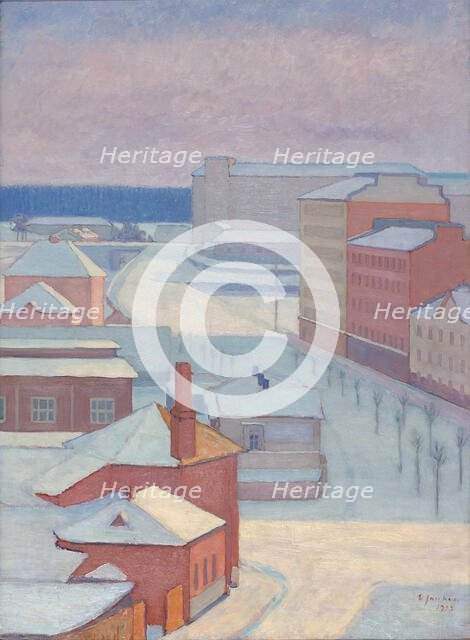Winter cityscape, 1933. Creator: Emil Jankes.