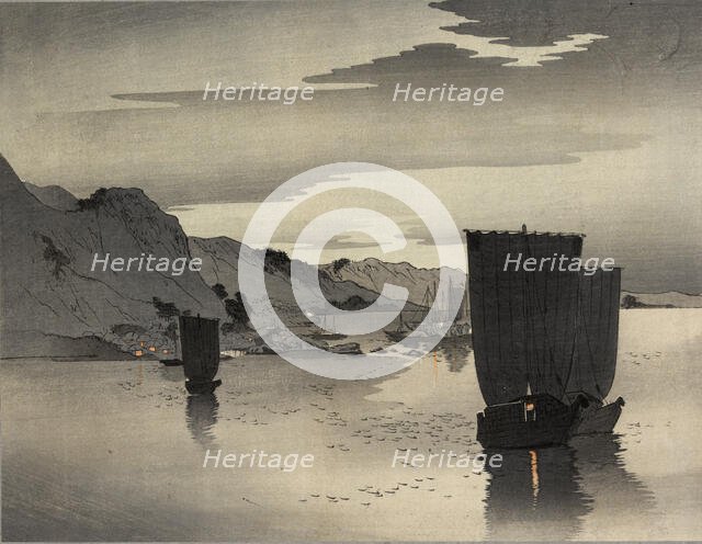 Ships anchored offshore, Between 1900 and 1915. Creator: Ohara, Koson (1877-1945).