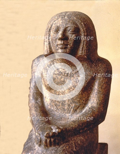 Statue of the Master carpenter Anhk, made in granite, detail from the top.