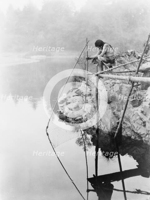 Fishing from a platform, c1923. Creator: Edward Sheriff Curtis.