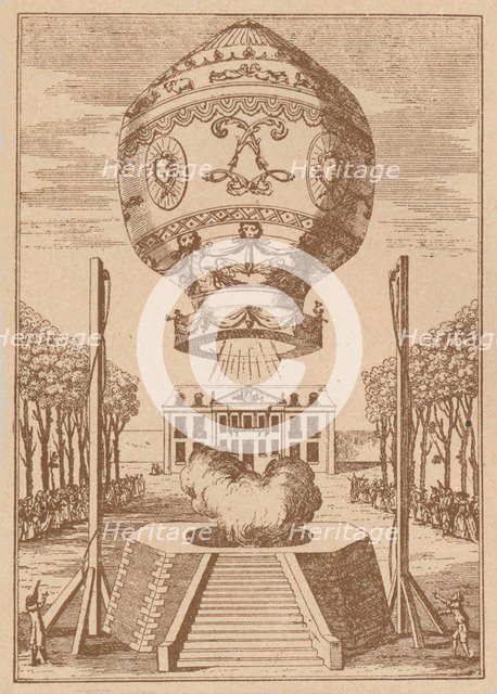 The first balloon ascent, c1785 (1919). Artist: Unknown.