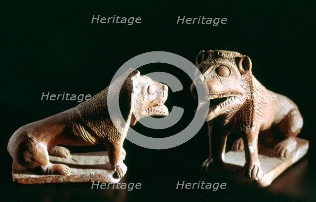 Lions, from Kerkouane, Tunisia, 3rd century BC. Artist: Unknown