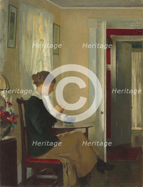 Josephine Knitting, 1916. Creator: Edmund Charles Tarbell.