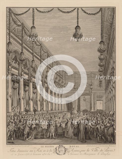 Le festin royal à lHôtel de Ville, le 21 janvier 1782. Creator: Jean-Michel the Younger Moreau (French, 1741-1814).