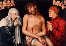 Christ as the Man of Sorrows flanked by the Virgin and St John with Angels, after 1537.